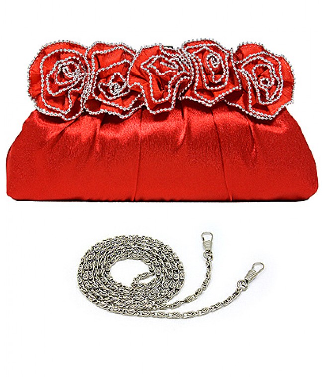 Evening Bag - Metal Frame w/ Metal Bead Trim - BG-EBS1128RD